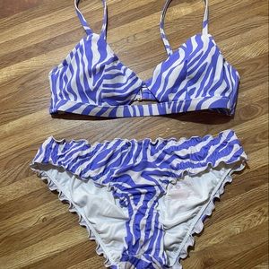 Purple and white zebra bikini